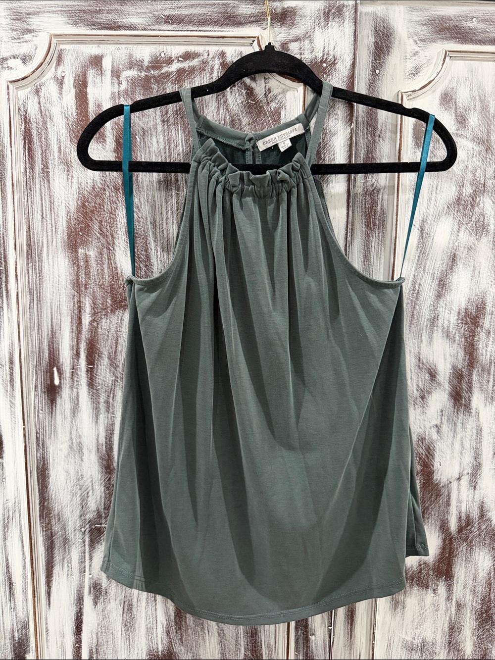 Green Envelope Sage Green Gathered Halter Camisole
